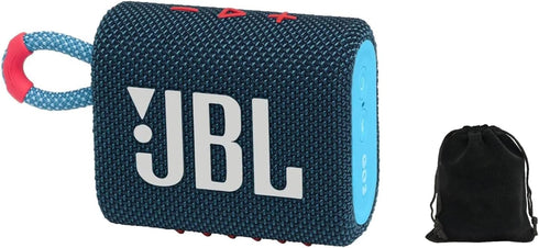 JBL Go 3 Portable Speaker with Bluetooth, Built-in Battery, Waterproof and Dustproof, Includes Storage Pouch (Blue/Pink)