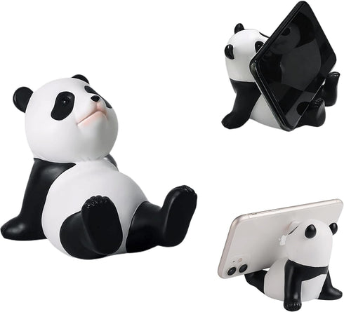 Kawaii Phone Stand for Desk, Adjustable Smartphone and Tablet Holder, Cute Panda Design, Aesthetic Room Decor (White)