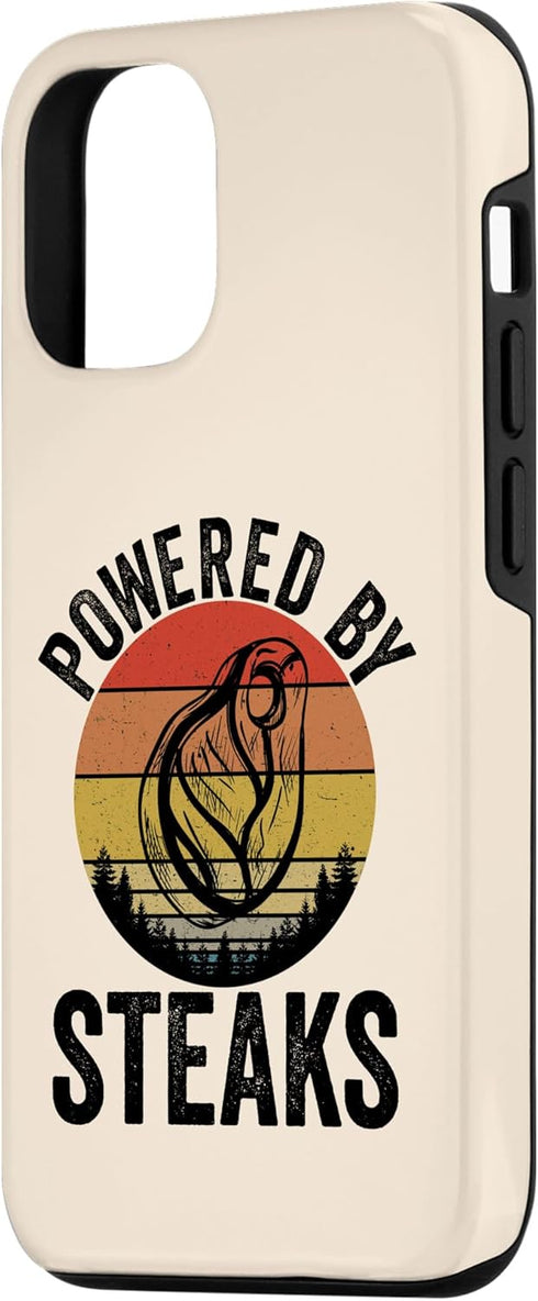 Primal Meat Based Nutrition Lifestyle Merch. 12/12 Powered by Steaks Carnivore Diet Meat Lover Quote Case for iPhone