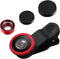 External Lens for Mobile Phone 3-in-1 Fisheye Macro Wide Angle Lens with Clip for iPhone and Smartphones