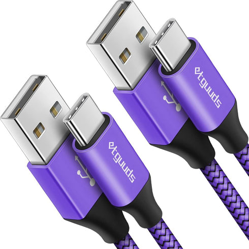 etguuds Purple USB C Cable 3.3ft Fast Charging, 2-Pack Type C Cable Braided Compatible with Samsung Galaxy S23