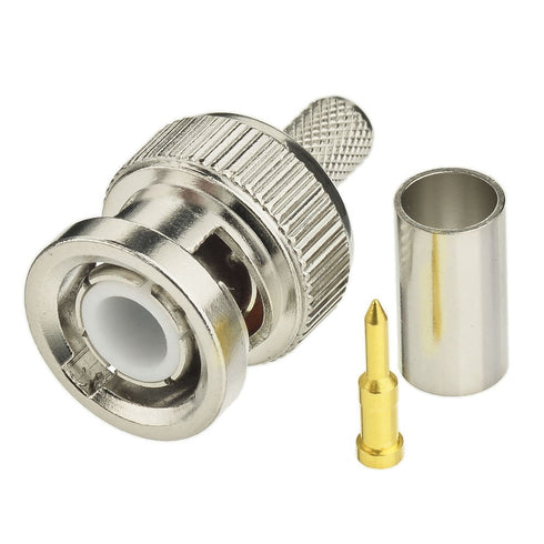 Eightwood 10pcs 50 Ohm BNC Crimp Male Connector for RG58, RG142, LMR195 Cable