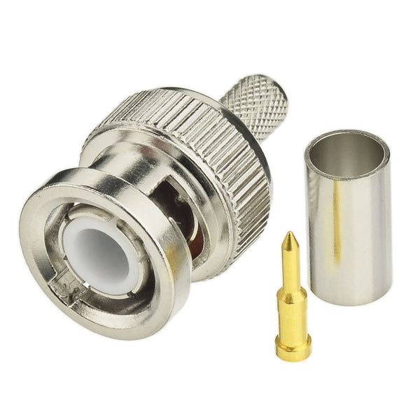Eightwood 10pcs 50 Ohm BNC Crimp Male Connector for RG58, RG142, LMR195 Cable