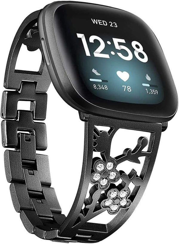 Stainless Steel Bracelet for Fitbit Sense 2/Sense/Versa 4/Versa 3 - Dressy Luxurious Bands for Women