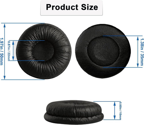 Ear Cushions for Plantronics Headset Replacement, 50mm Ear Pads for Plantronics HW251N HW261N HW510 Blackwire (10 Pack)