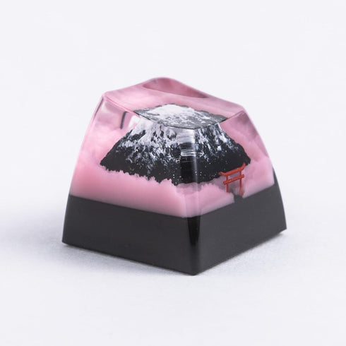 Artisan Keycap - Mount Fuji Sakura Custom Keycap, Handmade Resin Keycap for Cherry MX Switch Keyboards