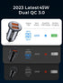 AINOPE Super Fast Car Charger USB Fast Charge 45W All Metal Adapter for iPhone 15/14/13/12/11/Samsung S24/S23