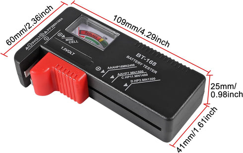 4Pack Battery Tester,Universal Battery Checker Small Battery Testers for AAA AA C D 9V 1.5V Button Cell Household Batteries Model BT-168 by UMLIFE