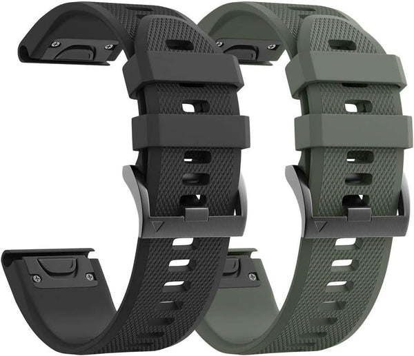 NotoCity Compatible Watch Band for Forerunner 935 - Sport Silicone Strap for Fenix 5/6, Black/Army Green