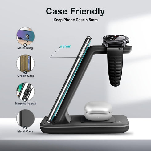Samsung Wireless Charger, 3 in 1 Fast Charging Station for Galaxy S23/S22/S21/S20/S10/Note 20/10