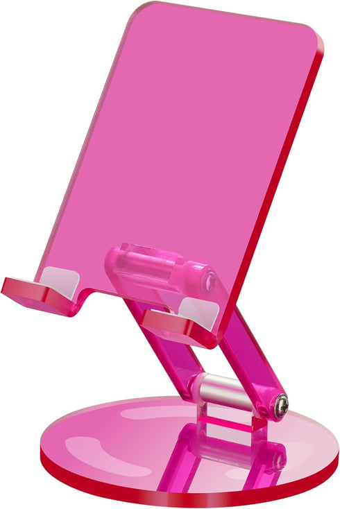 Tomorotec Adjustable Angle Acrylic Cell Phone Stand for Desk, Foldable Acrylic Phone Holder