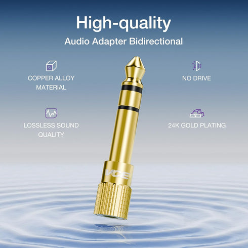 VCE 6.35mm Male to 3.5mm Female Stereo Audio Jack Adapter for Aux Cable, Guitar Amplifier, 2 Pack