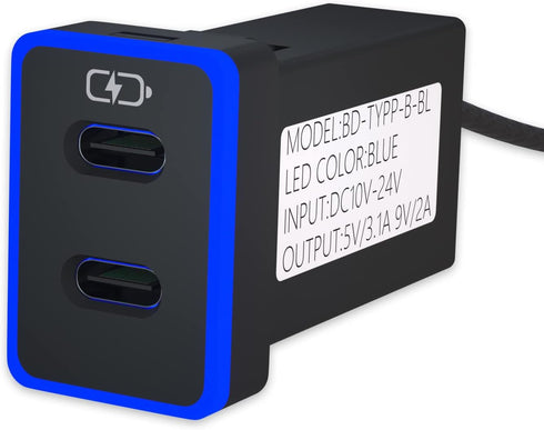 Car Charger for Toyota USB C Dual Port Charger PD 3.0 Type C Fast Charging with LED Light Show, Compatible with