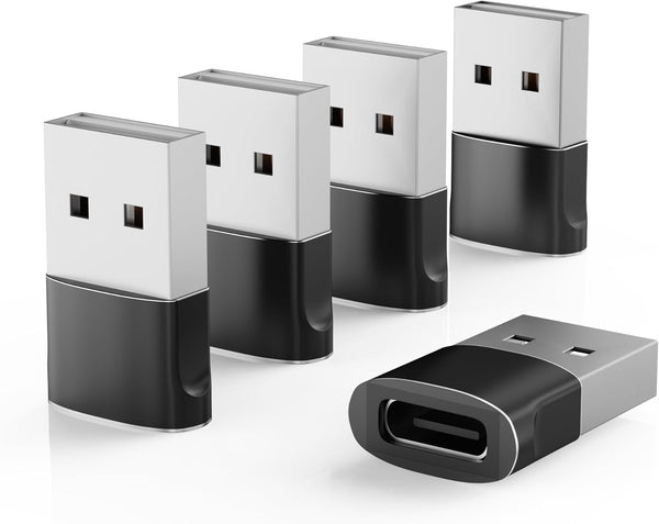 USB to USB C Adapter 5 Pack, Type C Female to Male Charger Converter for iPhone 15, iPad, Samsung Galaxy S23