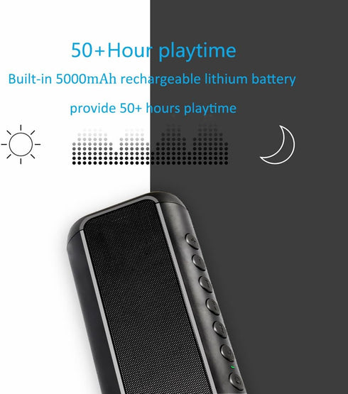 Solar Bluetooth Speaker Portable, 5000mAh Wireless Speaker, IPX6 Waterproof, Bluetooth 5.3, 50H Play Time