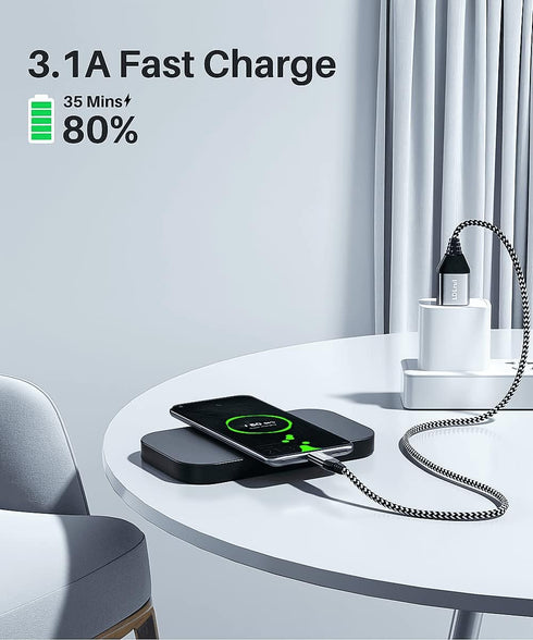 LDLrui 10ft USB-C Cable 10Gbps Data Transfer, Nylon Braided QC 3.0 Type C Fast Charging USB A to USB C Charger Cord for iPhone 15/15 Pro, Galaxy S20/S21/Note 20, Moto G9, Pixel 7, Webcam, Switch by LDLrui