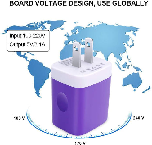 3 Port USB Wall Charger, Multi-Port USB Plug, Charging Block, 5V 3.1A USB Wall Plug Compatible with iPhone 14 13 12 11 Xs XR 8 7 6S, Samsung Galaxy S23 S22 S21 A14 A13 Note 20, LG V20 V30 V35 THINQ Q7