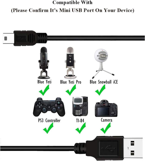 Love your yy Replacement USB Cable Power Cord for Blue Yeti Recording Microphones MIC, Blue Snowball iCE USB Mic Wire