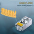 PETECHTOOL 50 Pieces Gold Plated RJ45 23AWG Cat6a Cat6 Pass Through Shield Plug