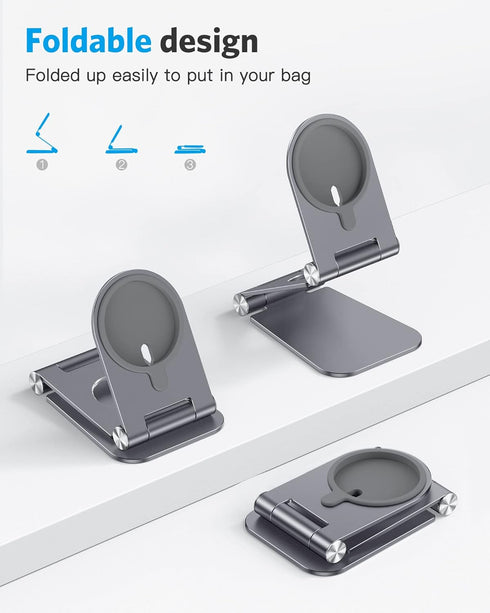 OMOTON Stand for MagSafe Charger, Foldable Phone Holder for MagSafe Accessories, Compatible with iPhone 12-16