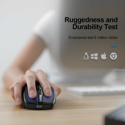 TECKNET 2.4G 6 4800 6 Wireless Mouse Rechargeable, USB-A Silent Mouse, Quiet Click, Adjustable DPI, Cordless Computer