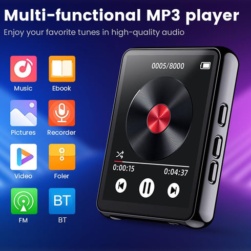 Dpofirs MP3 2.4" 8GB 128GB 5.0, MP3 (16GB) Bluetooth Player with Touchscreen | HD Display, to Storage, BT Supports FLAC