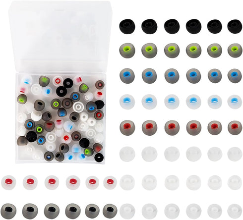 Quadafy 60PCS Earbuds Replacement Tips Silicone, Ear Bud Replacement Pieces Silicone, Soft Silicone