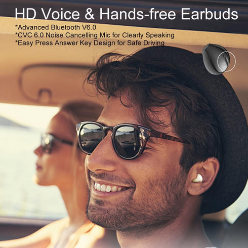 Mini Bluetooth Earpiece Wireless, Single Bluetooth Earbuds with Charging Case, 6 Hrs Playtime, Hands-Free Headset with