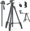 73" Phone Tripod with Horizontal Overhead, Selfie Stick/Tall Travel Tripod Stand with Wireless Remote and Holder