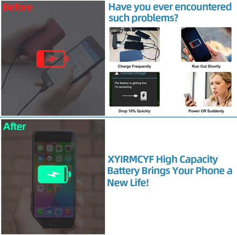 XYIRMCYF 21800mAh 11, 0 11, Super Capacity Battery Compatible with iPhone Cycle Li-Polymer Replacement Battery