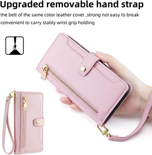 Asuwish Phone Case for Google Pixel 3 XL, Rose Gold Zipper Leather Wallet Cover with Screen Protector, Flip Stand,