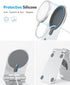 OMOTON Foldable Phone Stand Holder for MagSafe Charger, Compatible with iPhone 15/14/13/12 Pro Max, Silver
