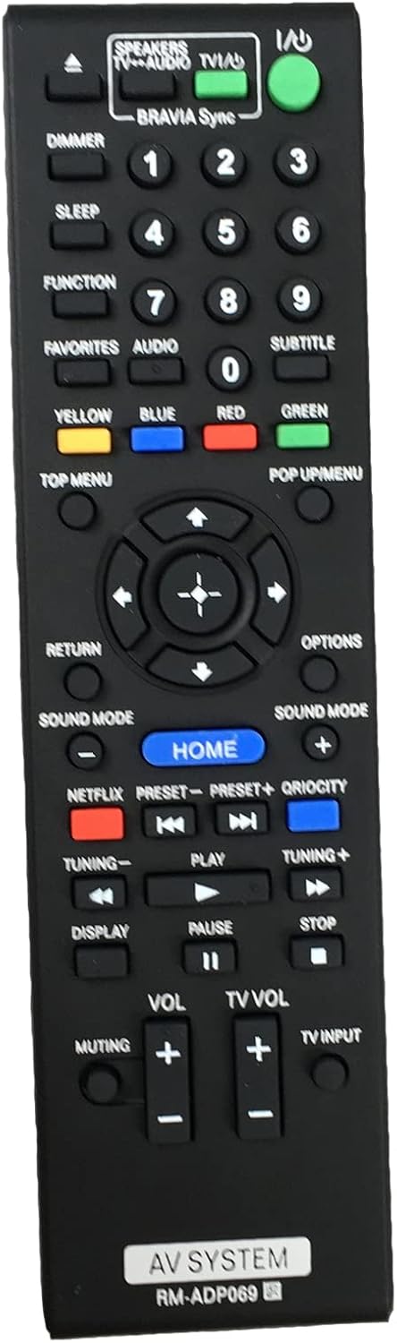 Blu-Ray Disc Player/AV Home Theater Remote RM-ADP069, Compatible with Sony HBD-E580, BDV-N790W, and More