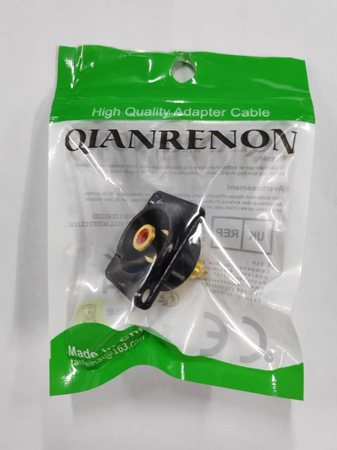 QIANRENON Gold Plated RCA Panel Mount Adapter, RCA Female to Solder Terminal AV Connector (Red)