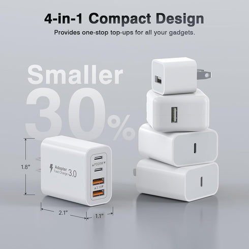 40W USB C Charger Cube, 2-Pack Wall Plug Fast Charging Block, Multiport Power Adapter for iPhone 15/14/13/12/11