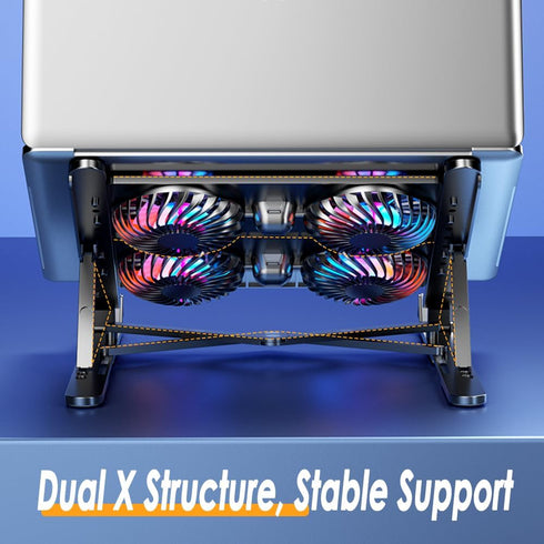 Laptop Cooling Pad for 11-17.3 Inch Gaming Laptops - Foldable Stand with 4 Quiet Fans, Portable Cooler with 7