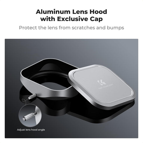 K&F Concept Silver Square Metal Lens Hood Kit for Fujifilm X100/X100F/X100S/X100T/X100V/X100VI