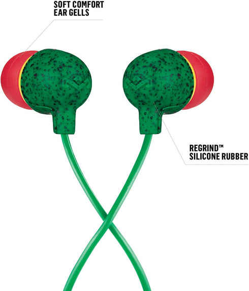 House of Marley Little Bird: Wired Earphones with Microphone, Noise Isolating Design, Sustainable Materials, Rasta