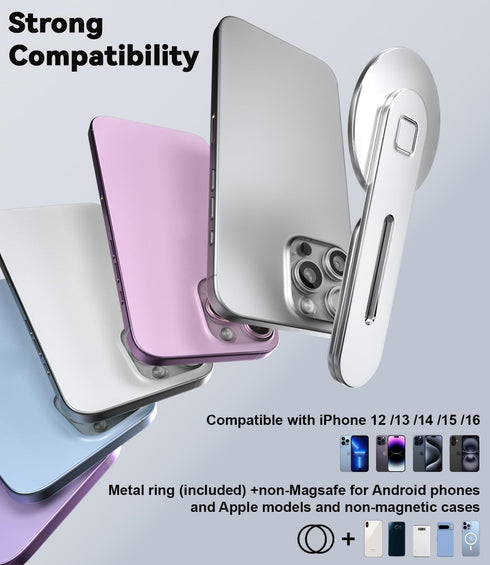 CloudValley Magnetic Phone Holder for Laptop, Designed for iPhone 16/15/14/13/12 MagSafe, Adjustable Side Mount