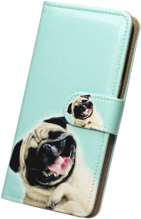 Case for Galaxy A50, Funny Pug Dog Flip Leather Cover with Credit Card Slot