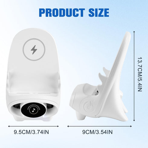 Mini Chair Wireless Fast Charger, Portable 3 in 1 Phone Holder Stand, Charging Desktop Cellphone Stand with Speaker