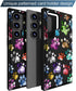 Cute Samsung Galaxy S24 Ultra Case with Card Holder, Slim Wallet Phone Case for Women, Colorful Doodle Paws Design