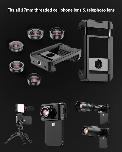 17 mm Thread Lens Adapter, Telephoto Lens Phone Mount, Sturdy and Wear-Resistant Holder for All Lens with 17mm Thread