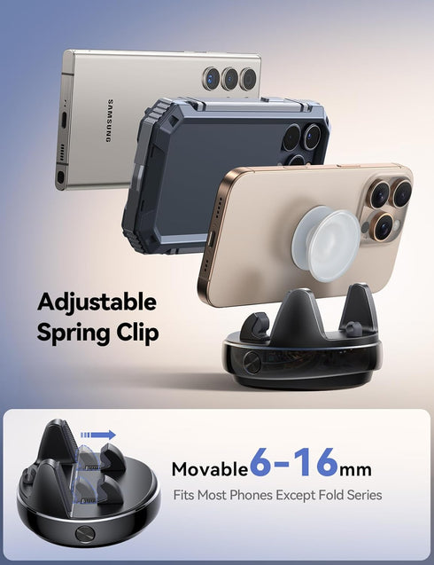 JOYROOM 360 Car Phone Holder Mount, Adjustable & Avoid Sun Glare Phone Holder for Car, Slip Free Spring Snap Design