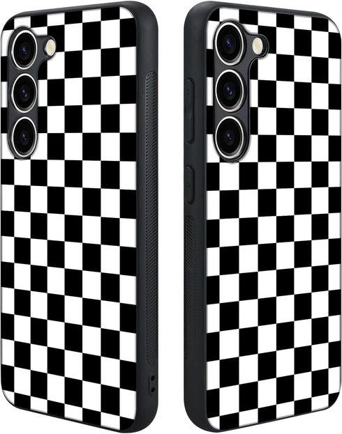 Tnarru Compatible with Samsung Galaxy S23+ Case Checkered Pattern Hard PC Back and Soft TPU Sides Scratchproof Shockproof Protective Case for Samsung Galaxy S23 Plus