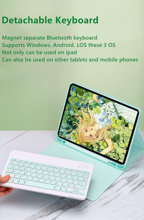 iPad Pro 11 inch Keyboard Case, 4th Generation, Detachable Bluetooth Keyboard Cover with Pencil Holder, Cute Color