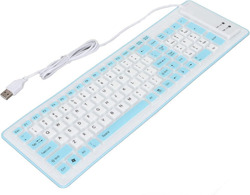 Heayzoki Roll Up Keyboard - Foldable Silicone 103 Keys USB Wired Waterproof Mute Keyboard for PC Laptop (Blue)