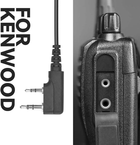 Two Way Radio Earpiece with PTT Compatible with Kenwood 2.5mm+3.5mm 2-Pin Walkie Talkie Headsets Single Wire Mic Headphone