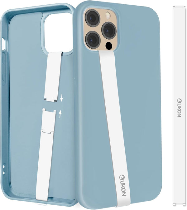 UKON Silicone Phone Grip, 2 PCS Reusable Finger Holder with Three Short Silicone Strips for 4.5"-7.5" Phone Case