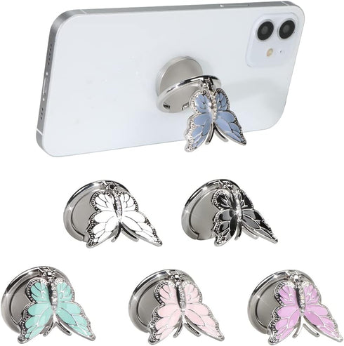 LSL Cute Butterfly Cell Phone Ring Holder 360°Rotation Metal Finger Stand Kickstand Universal Compatible with iPhone Samsung Galaxy LG Google Pixel iPad Pretty Purple Butterfly